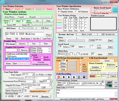 GUD-10K is Windows® based software used to send messages to Noritake VFD Module in minutes.